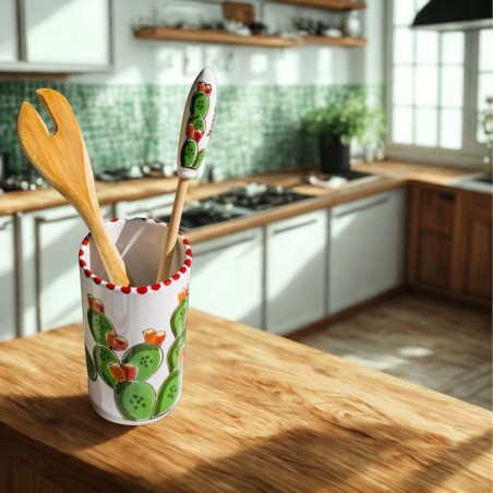 Set utensili da cucina Fichi d'India ceramiche artigianali siciliane de simone Set utensili da cucina Fichi d'India ceramiche artigianali siciliane de simone